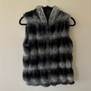 Fabulous Furs Black and Gray Faux Fur Vest